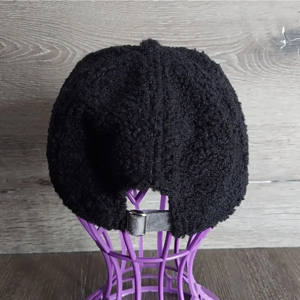 Zyia Active Hat Black Sherpa Gray suede Bill Adjustable Strapback Cap